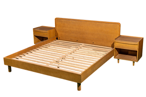 Cama de madera de diseño Tessa King Midcentury Color roble natural - Product Image 5