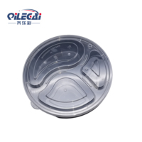 Boîte à lunch ronde jetable scellée à compartiments multiples avec couvercle, compatible micro-ondes et réfrigérateur, pour le stockage alimentaire (type bento)