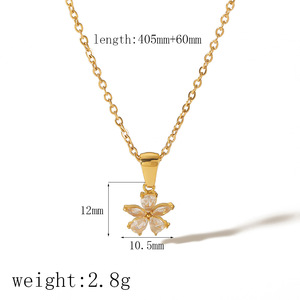 Collier Pendentif Fleur en Acier Inoxydable Plaqué Or 18K avec Sertissage Griffe, Bijou Fin pour Usage Quotidien TN3309TN3313TN3316TN3317 - Product Image 3