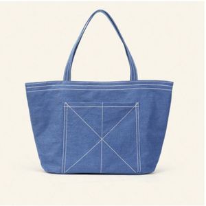 Large Fashion Lady Wear-resistant Zipper Commuting Women's Canvas Tote <b>Bag</b> Capacity Solid Color Simple Casual Handle Portable - Product Image 1