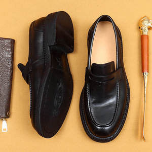 Mocassins en cuir pour homme avec couture Goodyear, semelle en cuir véritable lavé à l'eau, cuir artisanal, semelle épaisse, mocassins décontractés - Product Image 4