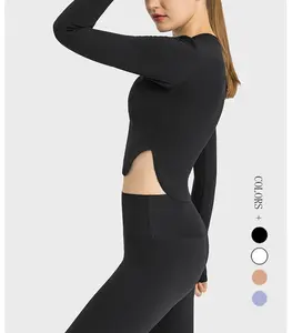 Großhandel Sexy Sportswear Langarm Frauen Top Yoga Crop Top Compression Shirt