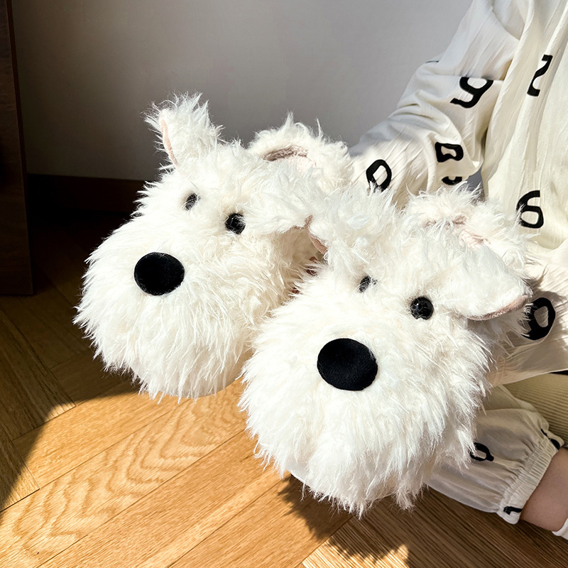 Women's Winter Scrappy Puppy Cotton for Slippers Non-Slip EVA Outsole Height Increasing Feature Plush Soft Sole for Maternity