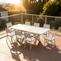 Ensemble de meubles de jardin d'extérieur toutes saisons, table à manger en aluminium thermolaqué et 8 chaises de salle à manger pour hôtel, complexe hôtelier