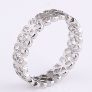 Four Hearts Hollow Out <b>Ring</b> 5mm Steel Rose Gold Korean Style <b>Couple</b> Jewelry Gift - Product Image 1