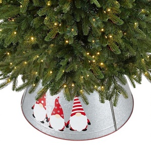 Collar de árbol de Navidad de hierro galvanizado con forma de muñeco de nieve impreso, decoración para el hogar y jardín, para mesa de abeto. - Product Image 1