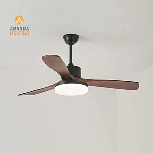 Hiện Đại Bắc Âu 3 Lưỡi Rắn Bằng Gỗ Trang Trí Trần Người Hâm Mộ Với Đèn LED Điều Khiển Từ Xa Cho Phòng Khách