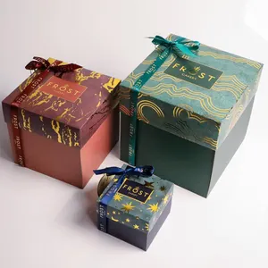 Custom Printed Mini Cake Box Birthday Cake Packaging Box with ribon Luxury Paper take out cake boxes