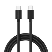 Cable de Datos Tipo-C a Tipo-C de Carga Rápida con Logotipo OEM de Fábrica, Cable USB-C a USB para Computadoras Portátiles y Teléfonos Móviles, 3.3FT/1M, Negro