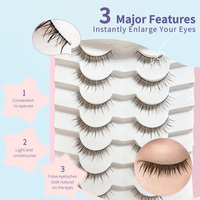 Faux cils naturels légers avec bande transparente et extrémités évasées et volumineuses, application facile pour le maquillage quotidien