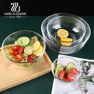 现货4 5 6 7 8 9英寸餐具透明彩色圆形迷你小玻璃碗厨房水果沙拉混合碗
