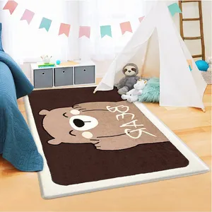 Soft Non-Slip Cute Children Animal Print Area Rug Kids Play Mat Faux Wool Nursery Rug Kids Crawling Carpet Baby Rug For Playroom