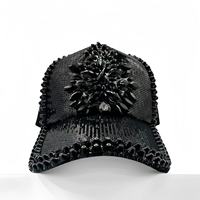 Casquette de baseball noire à clous brillants, style gothique, pour festivals et raves, pour femmes, vente en gros