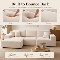 Canapé modulaire sectionnel moderne en tissu, compressé sous vide, en forme de L avec chaise longue, assise profonde, pour salon