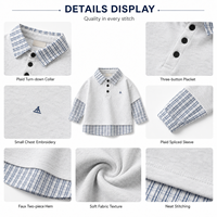Pull décontracté à manches longues pour garçons, style polo à carreaux, effet deux pièces, col superposé, collection automne 2026, idéal pour l'école, haut de boutique