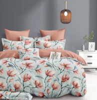 Ensemble de literie de haute qualité directe d'usine Queen Size 4 pièces housse de couette et drap de lit et taie d'oreiller avec fleur élégante imprimée 120gsm