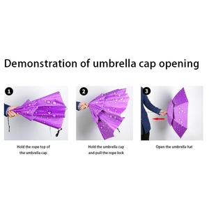 Promotional Business Gifts Modern <b>Umbrella</b>-Hat Breathable <b>Windproof</b> All-in-One Travel Use Adjustable Strap Fold Manual Operation - Product Image 5