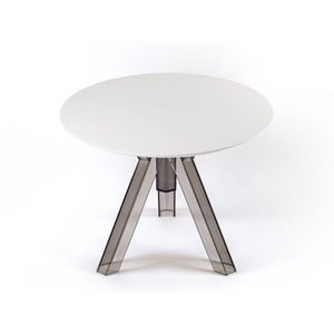 Tavolo tondo in policarbonato trasparente con diametro superiore bianco 90/120 cm (modello OM000B) - Product Image 6
