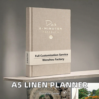 Carnet de planification quotidienne A5 OEM, couverture rigide en lin, couverture personnalisée, papier épais pour les affaires et la journalisation