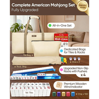 Amerikanisches Mahjong-Set mit Komplettem Spielzubehör, 166 Weiße Gravierte 3 cm Melamin-Mahjong-Steine, Reise-Mahjong für Familie, Freunde und Vereine