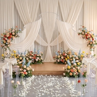 Arche de rideau métallique réglable en forme de S, support de toile de fond pour mariage, décoration de fête, arrière-plan photo - Grande Vente