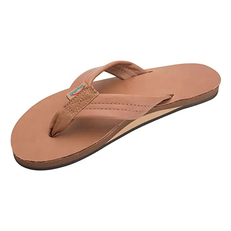 Genuine Leather High Quality Sandals Flip Flops Arch Support Men's Single Layer Premier Leather Slippers