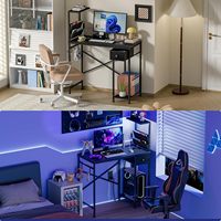 Bureau de jeu avec cadre métallique renforcé, stable, anti-basculement, bureau d'ordinateur d'angle multifonctionnel, 47 x 24 pouces