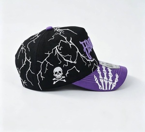 Gorra de Papá de 6 Paneles con Visera Curva, Algodón Lavado, Bordado 3D, Rayo Gótico, Esqueleto, Mano, Punk, Hip Hop, Urbano, OEM, Fábrica Mayorista - Product Image 2