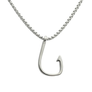 Collier avec pendentif en forme d'hameçon de pêche en acier inoxydable, design géométrique pour homme, style punk 280449 - Product Image 5