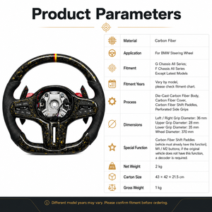 Volants en fibre de carbone personnalisés d'usine OEM, avec grip sportif et garniture intérieure de remplacement, accessoires automobiles de style course Pro pour BMW - Product Image 4