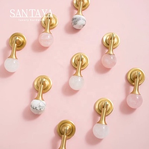 Santaya Brushed Brass Handles Kitchen Cabinet Pulls Bedroom Wardrobe Drawer <strong>Knobs</strong> Furniture Crystal Handle - Product Image 1