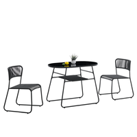 Ensemble de meubles de salle à manger Patio 2+1, chaises en corde et table en métal pour jardin extérieur