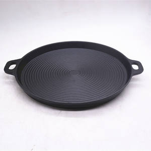 Round Shape Camping Cookware Pre-seasoned Cast Iron <strong>Grill</strong> Griddle with Two Handles - Product Image 4