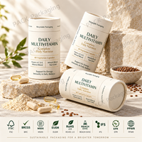 Emballage personnalisé en tube de papier pour compléments vitaminiques, boîte cylindrique en carton imprimée OEM pour capsules, gommes et poudres nutritionnelles