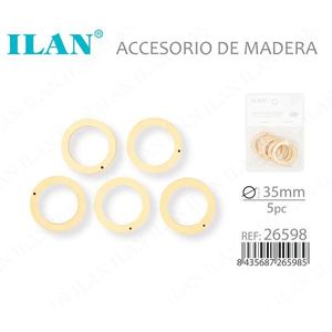 Anello in legno Iln da 35 mm, 5 pezzi, per cucito e artigianato - Product Image 3