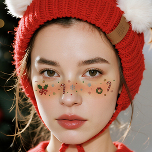 Tatouages temporaires <span class=keywords><strong>de</strong></span> Noël en papier, autocollants pour le visage, motifs <span class=keywords><strong>de</strong></span> flocons <span class=keywords><strong>de</strong></span> <span class=keywords><strong>neige</strong></span> amusants et réalistes, résistants à l'eau, pour le visage et le corps - Product Image 3