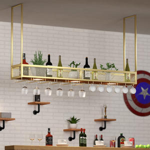 Estante de vino de hierro extensible de estilo americano, armario colgante montado en la pared para hotel, restaurante, habitaciones privadas, diseño moderno 20-29 - Product Image 3