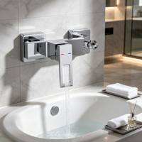 Ensemble de douche classique en laiton chromé pour salle de bain avec robinet de douche mural en céramique, poignées et forme de pomme de douche personnalisables
