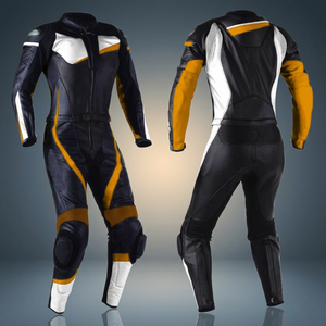 Combinaison de moto en cuir noir pour homme, une pièce, manches longues, équipement de protection pour la conduite - Product Image 3