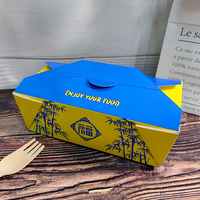 Vente en gros de boîtes en papier kraft jetables et recyclables pour les aliments à emporter, impression en relief pour les nouilles sautées, chewing-gum à emporter
