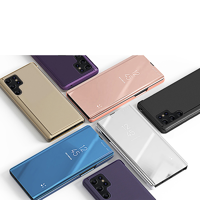Light Luxury Minimalist Foldable Mirror TPU+PC Shockproof Waterproof Phone Case for S26 Ultra Series with Card Holder