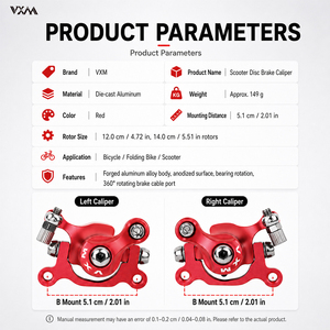 Pinza de Freno de Disco para Bicicleta VXM, de Aluminio Fundido a Presión, Superficie Anodizada 360 °   Sistema de Frenado Ajustable para Rotores de 120 mm y 140 mm - Product Image 2