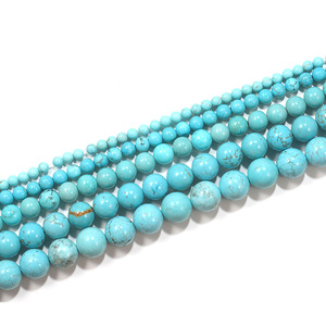 Cuentas sueltas redondas de turquesa natural para la fabricación de pulseras, 6mm 8mm 10mm 12mm 14mm, venta al por mayor, suministros de joyería DIY - Product Image 2
