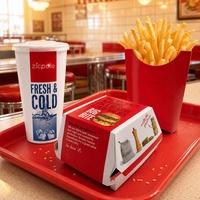 Boîte à frites et à hamburgers jetables en papier kraft laminé brillant de qualité alimentaire, personnalisable en gros pour restaurants