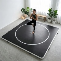 Tapis d'entraînement robuste pour arts martiaux - Tapis de grappling carré avec cercle cible, autoportant pour Judo, Boxe, MMA