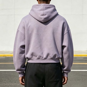 Hoodie Homme Coupe Courte et Ample, Qualité Supérieure, Épaules Tombantes, Broderie, Poches, Tissu Épais - Product Image 2