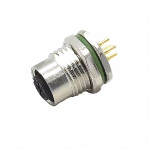 Montaje en panel Conector circular M12 Enchufe hembra de 5 pines a prueba de agua Tipo DIN Frontal sujeto Estándar IP67 - Product Image 4