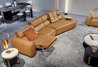 Mobilier de maison italien moderne en cuir épais pour villa d'appartement, meubles de maison en ligne droite, ensemble de canapés modernes à trois places
