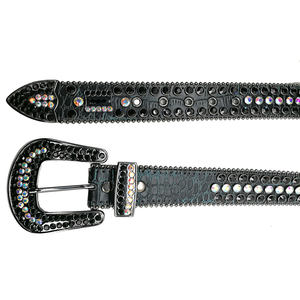 Cinturón azul oscuro para <span class=keywords><strong>B</strong></span> <span class=keywords><strong>Simon</strong></span> con hebilla de cinturón personalizada Variedad de diamantes de imitación seleccionados - Product Image 3