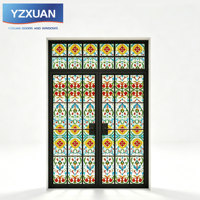 Porte battante en alliage d'aluminium noir avec verre trempé double couche, isolation phonique et thermique, styles et dimensions personnalisés disponibles